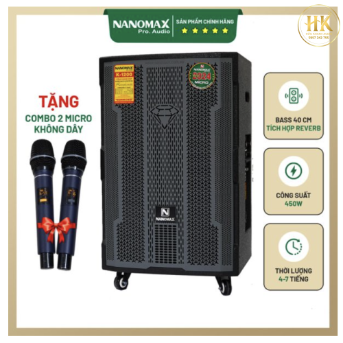 Loa Kéo Nanomax K-1200 Bass 40cm 450w Karaoke Bluetooth