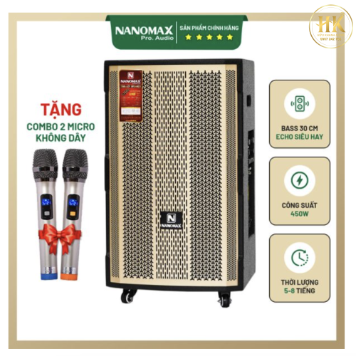 Loa Kéo Nanomax S-1000 Bass 30cm 450W Karaoke Bluetooth