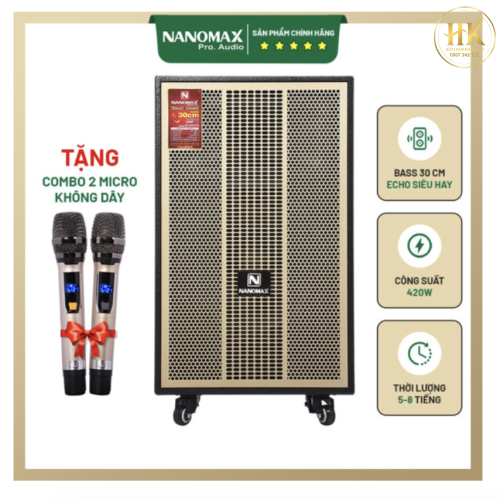 Loa Kéo Nanomax S-900 Bass 30cm 420w Karaoke Bluetooth