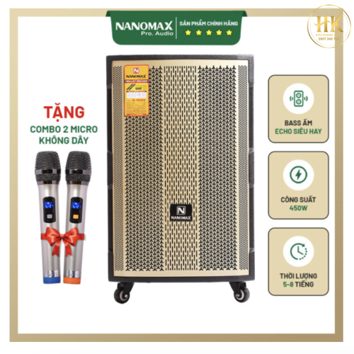 Loa Kéo Nanomax K-1000 Công Suất 450w Karaoke Bluetooth